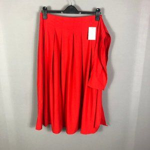 JEALOUS TOMATO Red Pleated Side Tie Midi Skirt Size Large